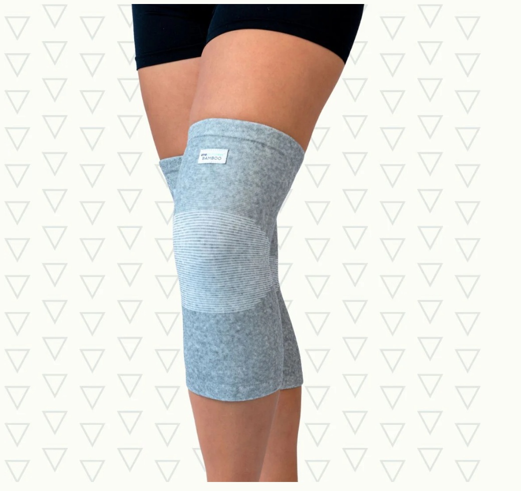 Woman legs wearing bamboo knee sleeves